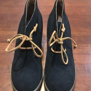 Sperry Black Suede Bootie Heels